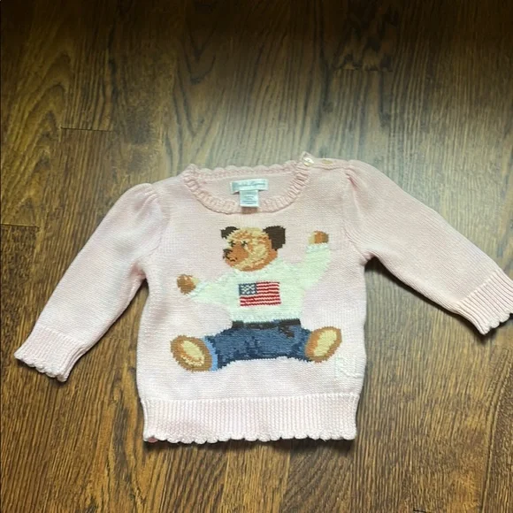 Ralph Lauren Pink Sweater with Bear Design - Picture 1 of 3